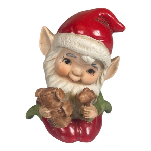 3 Vintage 70’s Homco Holiday Toymaker Porcelain Elf Figurines Made In Taiwan - Picture 8 of 11